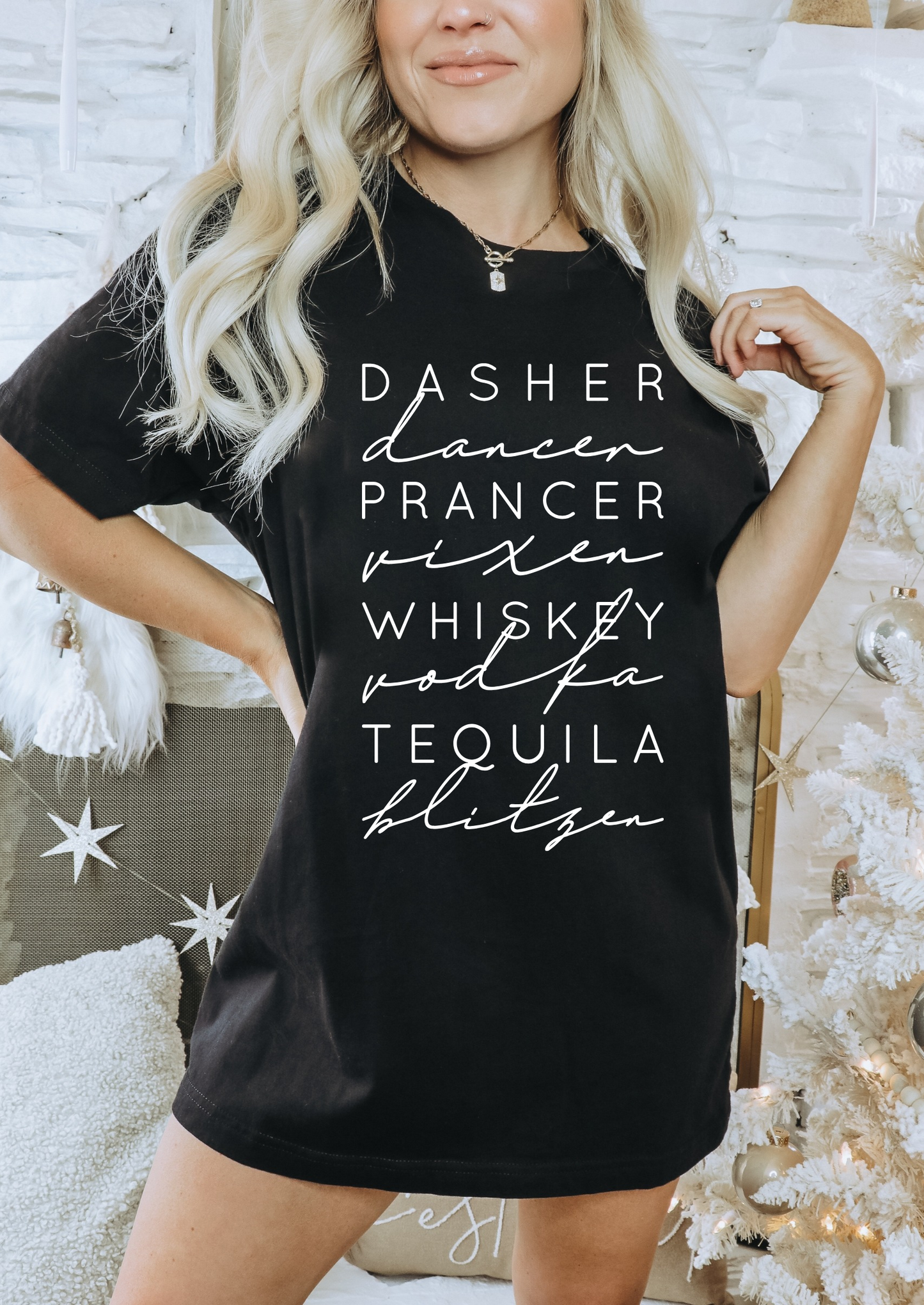 Dasher Dancer Prancer Vixen Whiskey Vodka Tequila Blitzen Shirt