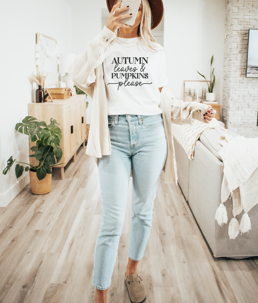 Autumn Leaves & Pumpkins Please Shirt