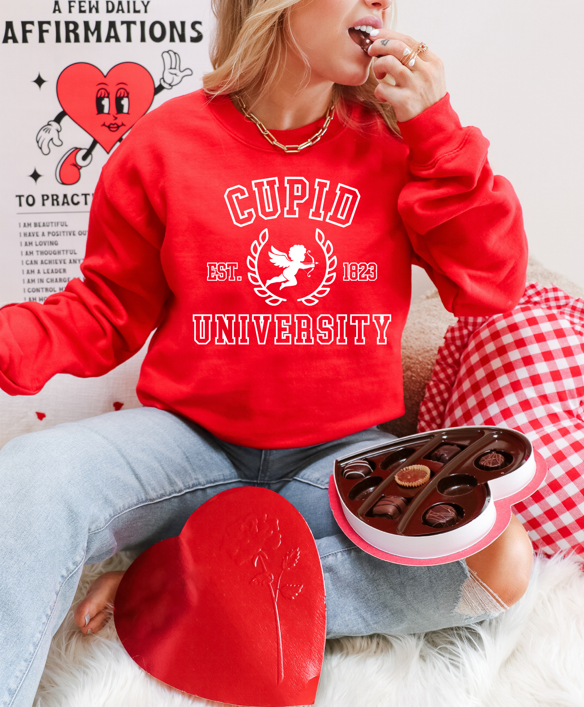 Red Sweatshirt With Cupid University 