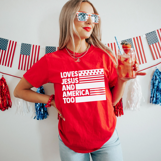 Loves Jesus And America Too Patriotic Shirt