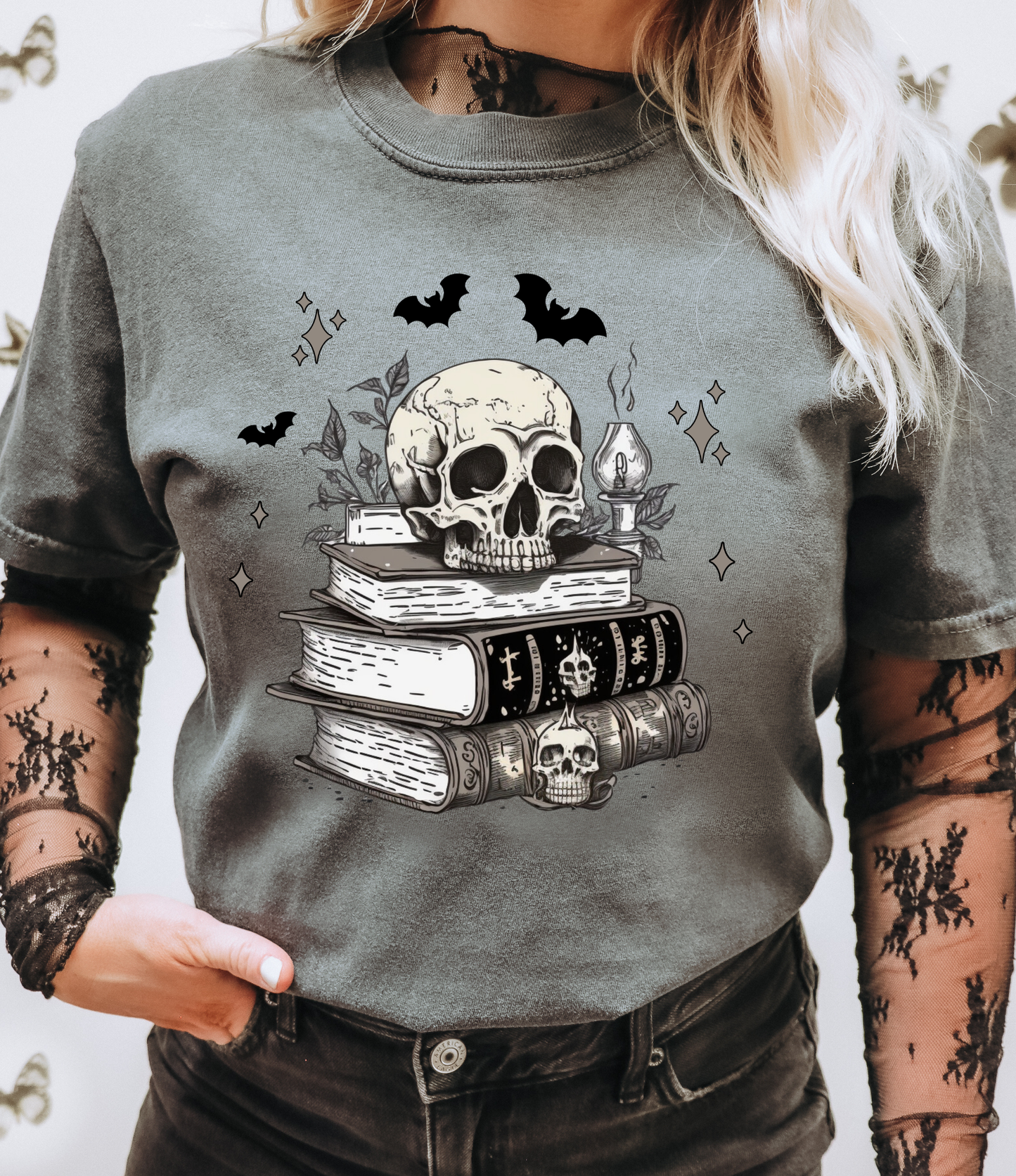 Skelly And Books Spooky Season Tee