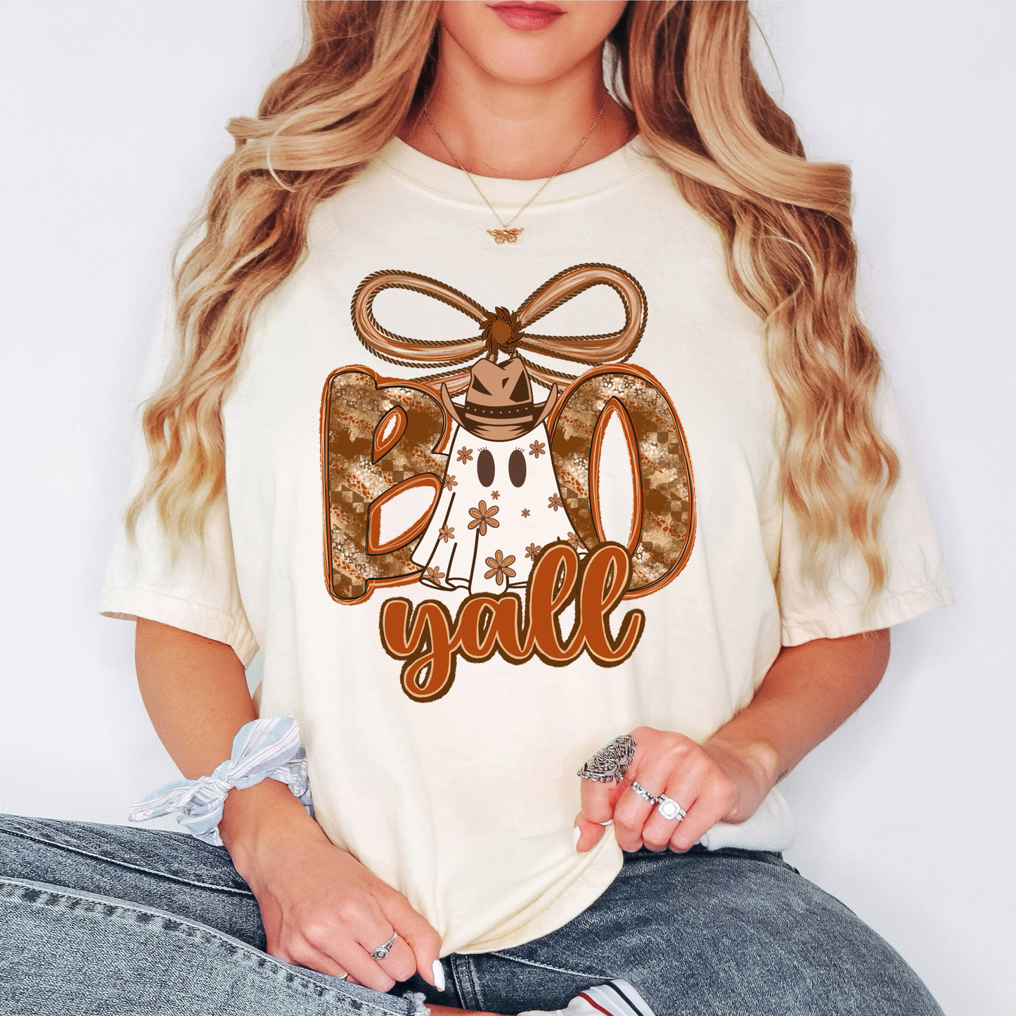 Boo Y'all Western Halloween Shirt. Trendy Ghost Shirt