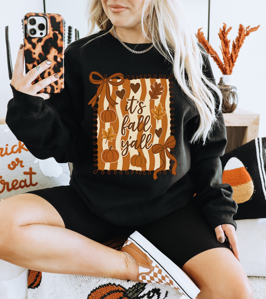 It's Fall Y'all Preppy Stripe Sweatshirt