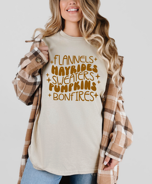 Flannels. Hayrides. Sweaters. Pumpkins Bonfires. Shirt