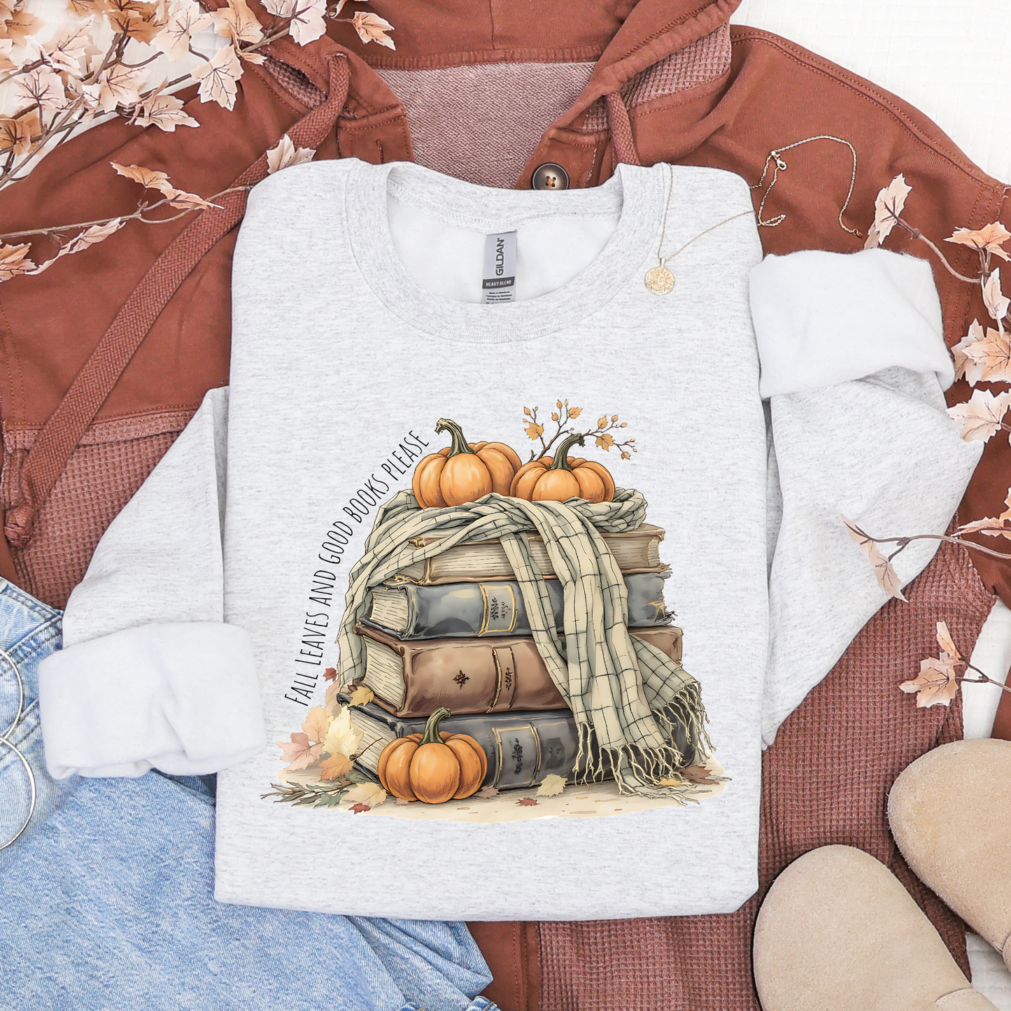 Fall Leaves And Good Books Please Sweatshirt