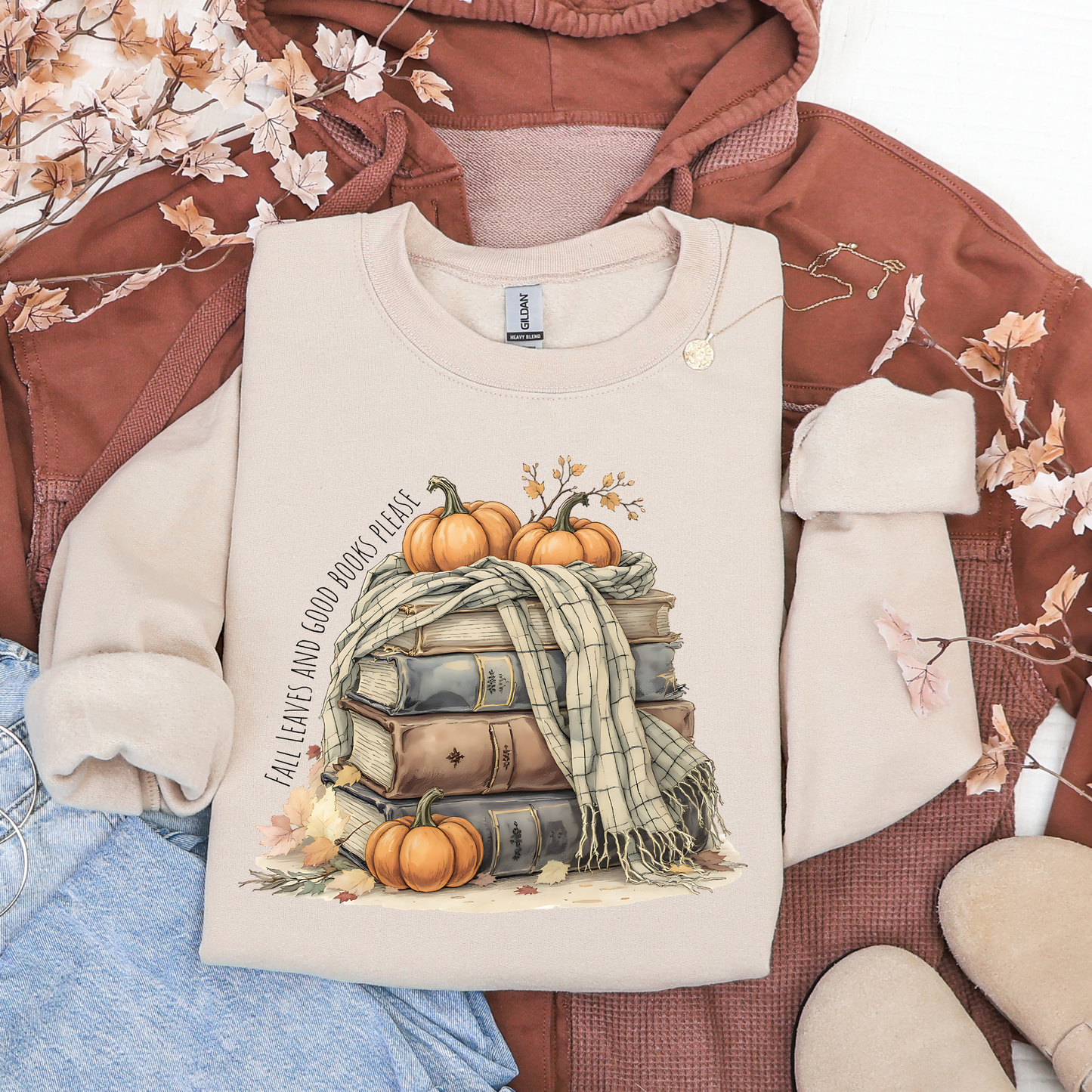 Fall Leaves And Good Books Please Sweatshirt