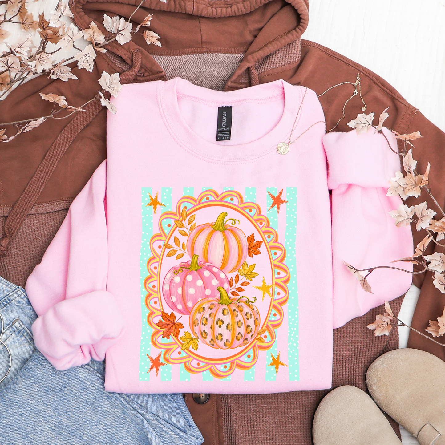 Preppy Colorful Fall Pumpkin Sweatshirt
